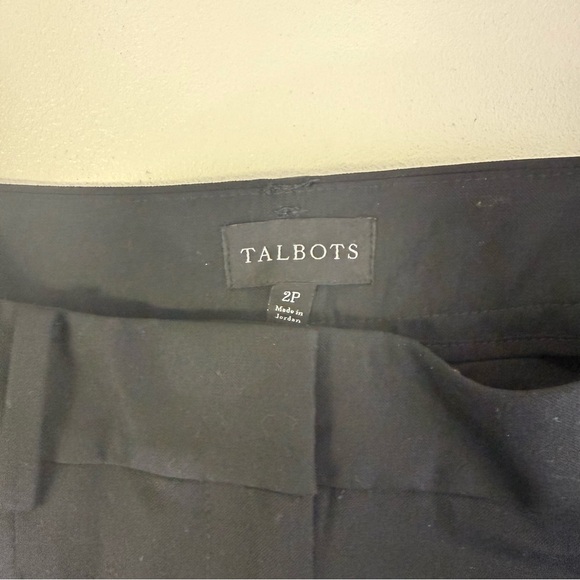 Talbots Black Wide Leg Trouser Pants Size 2 Petite Wool Stretch - Picture 2 of 6